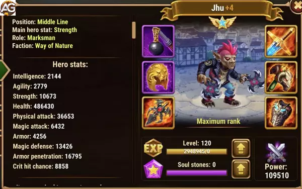 Jhu with masked skin, Hero Wars Mobile.