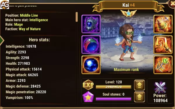 Kai with Summer skin in Hero Wars Alliance