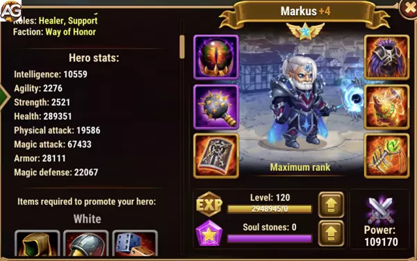 Markus with Stellar Skin in Hero Wars Mobile